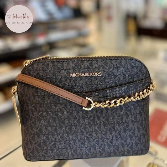 Tas MK Dome Crossbody Signature Brown