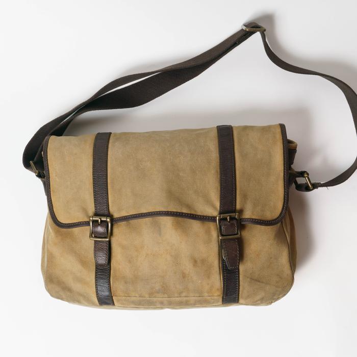 Tas Laptop Messenger Fossil Original bahan Canvas mix Kulit