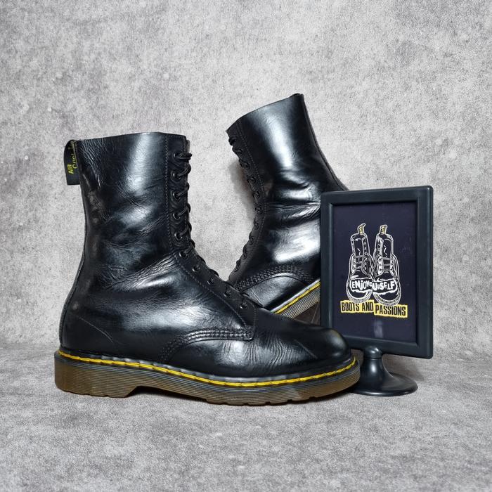 Dr Martens 1490 Double Stitch Vtg 70s Black 9uk England MIE Solovair Docmart Docmartens