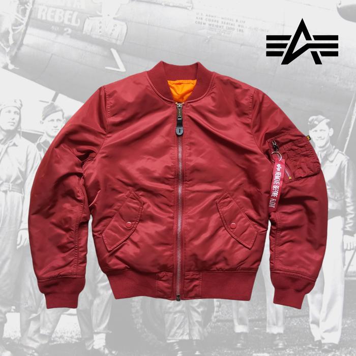 Alpha Industries ma-1 Burgundy Red Bomber Jacket Slim Fit (ma 1  ma1 m65 m43 m51 field cwu 45 deck j