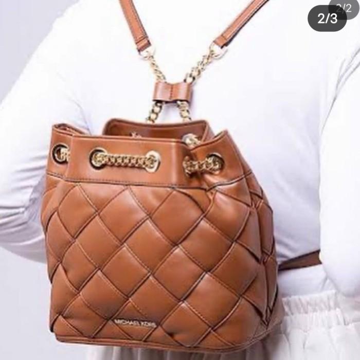 Tas Wanita Regina Small Backpack Quilted Brown Luggage