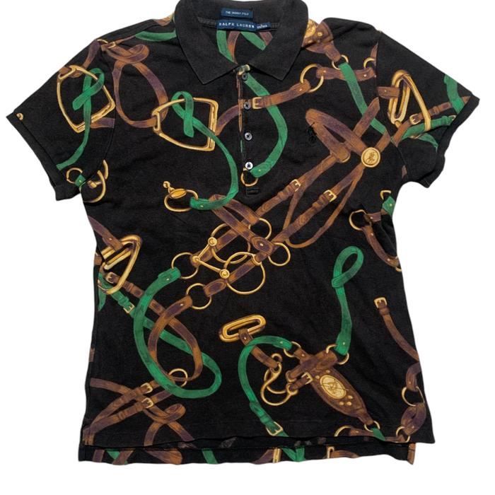 Baju Polo Ralph Lauren Equestrian Print size L fit S Wanita