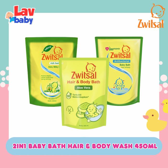 Zwitsal 2in1 Baby Bath Hair & Body Wash Sampo Sabun Bayi 450ml