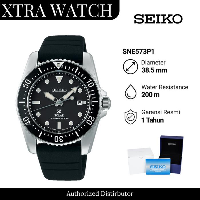 Jam Tangan Pria Seiko Prospex SNE573P1 Solar Original - Tali Karet - Black Silver