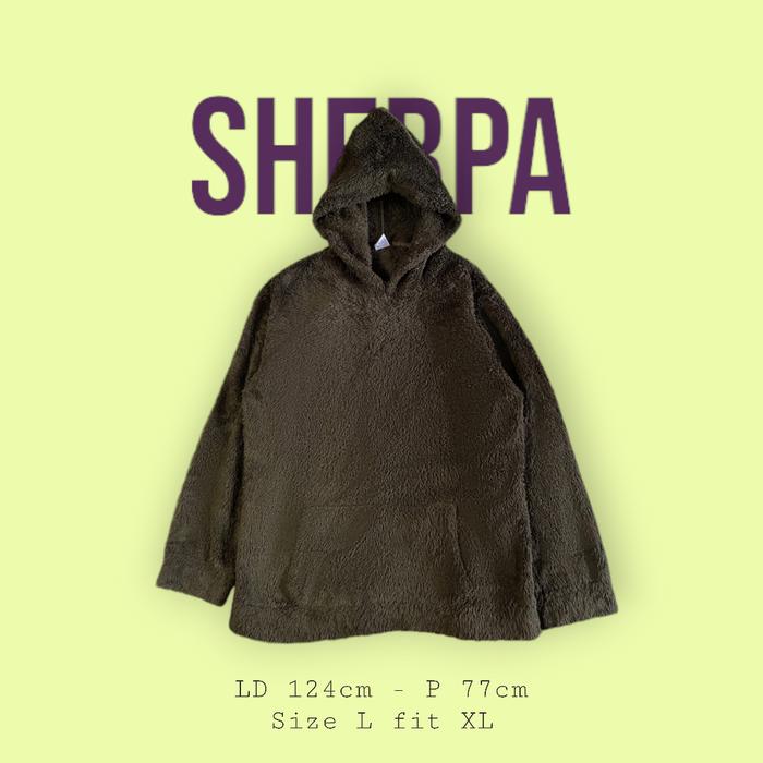 Hoodie Sherpa Supreme Hijau Botol - Barang second bekas thrift murah