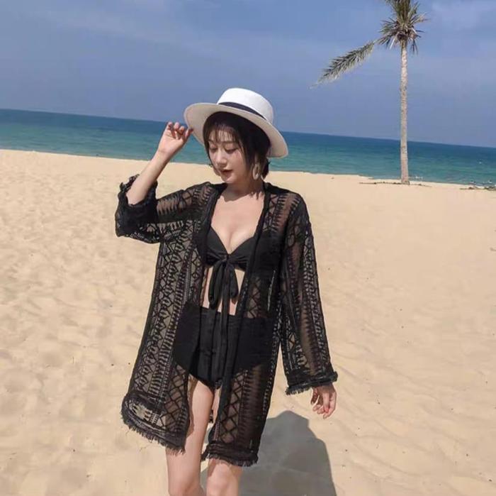 30255 Outer Tasya Atasan baju casual sifon Wanita Lace Chiffon Premium Lengan Panjang Import Oversiz