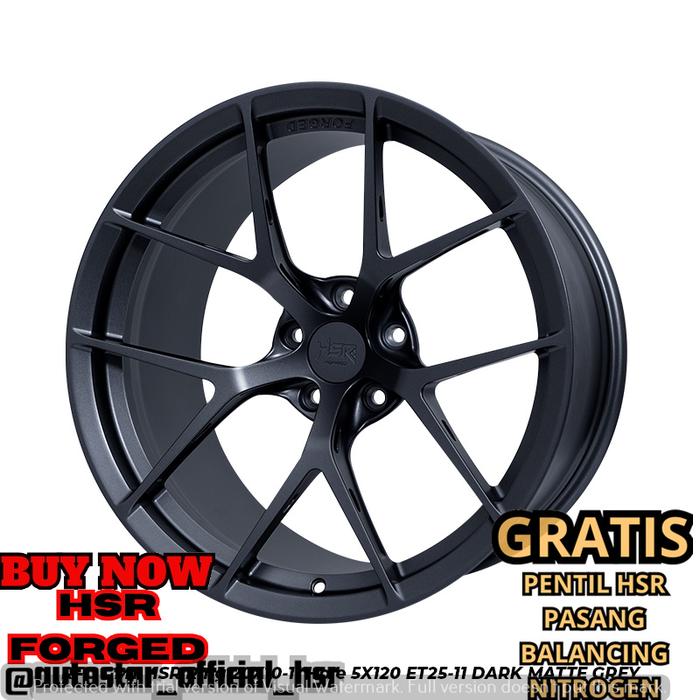 VELG HSR FORGEDRFG GMT HSR R20 LEBAR 10/11 PCD 5X120 ET25/15 DARK MATTE GREY  PAS BUAT MOBIL BMW 1, 