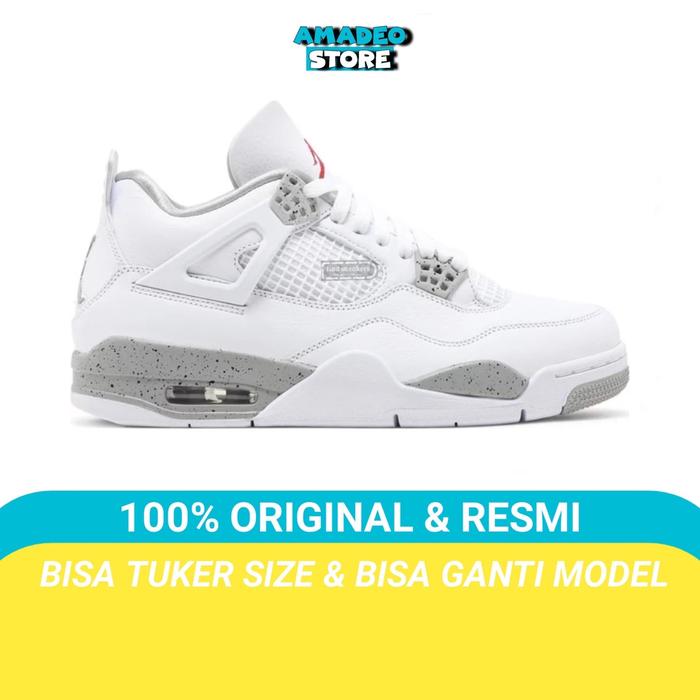 Sepatu Jordan Retro 4 White Oreo / sneakers pria
