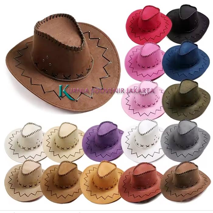 Topi Coboi Topi coboi Dewasa Semi Kulit- Topi Coboi Cream- Topi Coboi Dewasa Laken Semi Kulit
