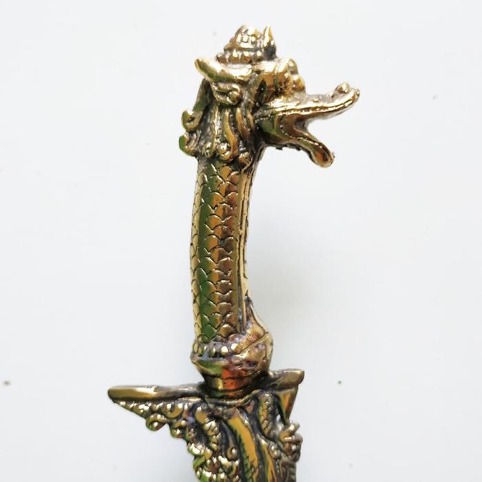 Keris Naga Nogo Kembar Kuningan Full Gagang Handle Kepala Naga