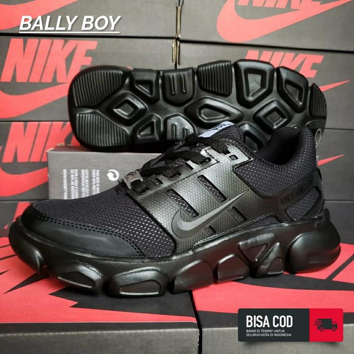 Sepatu Sneakers Pria Wanita Nike Hitam polos Black Size 39 - 43