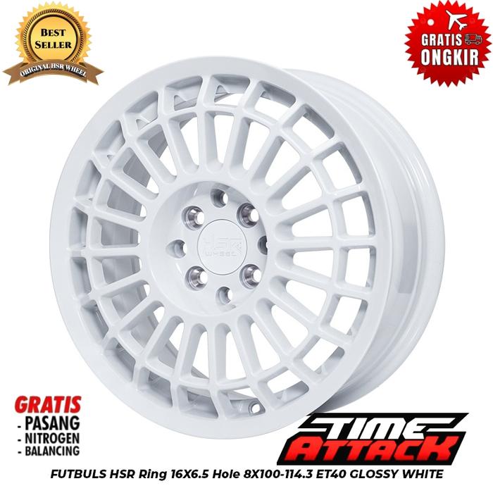 Velg Mobil Honda City HSR Futbuls R16 Lebar 6,5 inc Glossy White