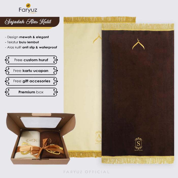 Paket Sajadah Couple Premium Sejadah Wanita Velboa Tipis Alas Kulit hampers box