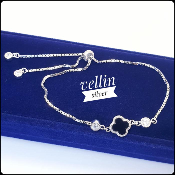 Gelang Serut Perak 925 Vancleef Rantai italy Silver Lapis Emas Putih