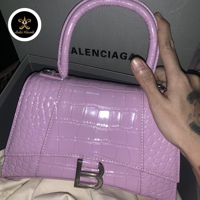 Balenciaga Hourglass croco effect Small in Lilac preloved/ second