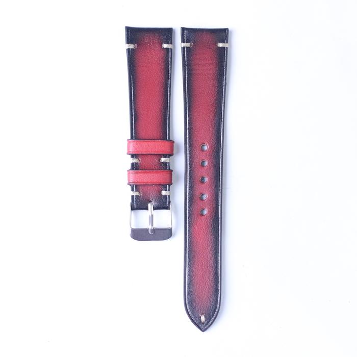 Strap Jam Tangan Kulit Sapi Asli 14mm - 28mm Handmade by SS Strap - Red Line