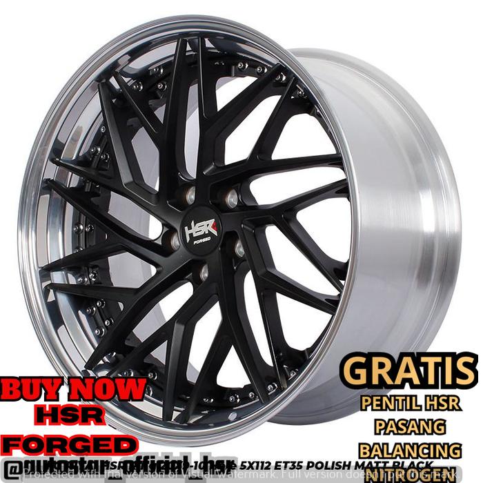 VELG HSR FORGED RFG RIYAI HSR R20 LEBAR 9/10 PCD 5X112 ET35 POLISH MATT BLACK PAS BUAT MOBIL BMW Alp