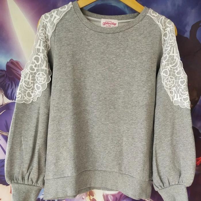 Sailor Moon x GU Spell Pattern Official Anime Girl Crewneck Jaket Jacket Sweater Cewek Woman Origina