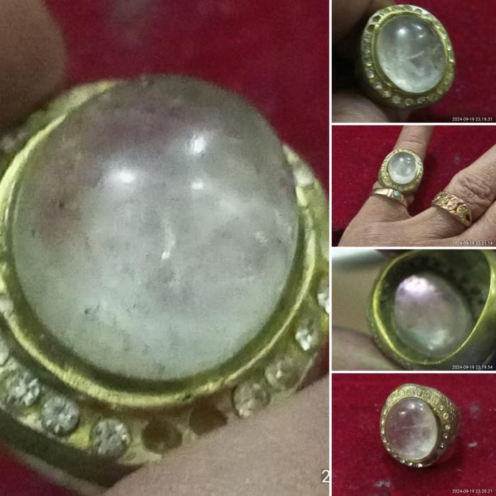 Batu Kecubung Es antik langka kilau klep istimewa bagus ada serat kendit samar