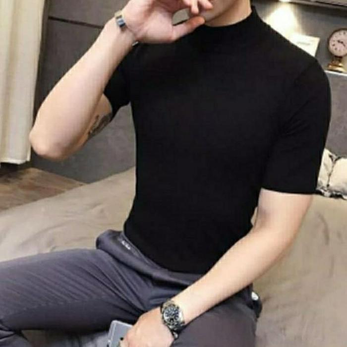 Kaos Polos Leher Kaos Korea Pria Turtleneck Wanita Baju Leher Panjang Pria Manset Turtleneck Turtle