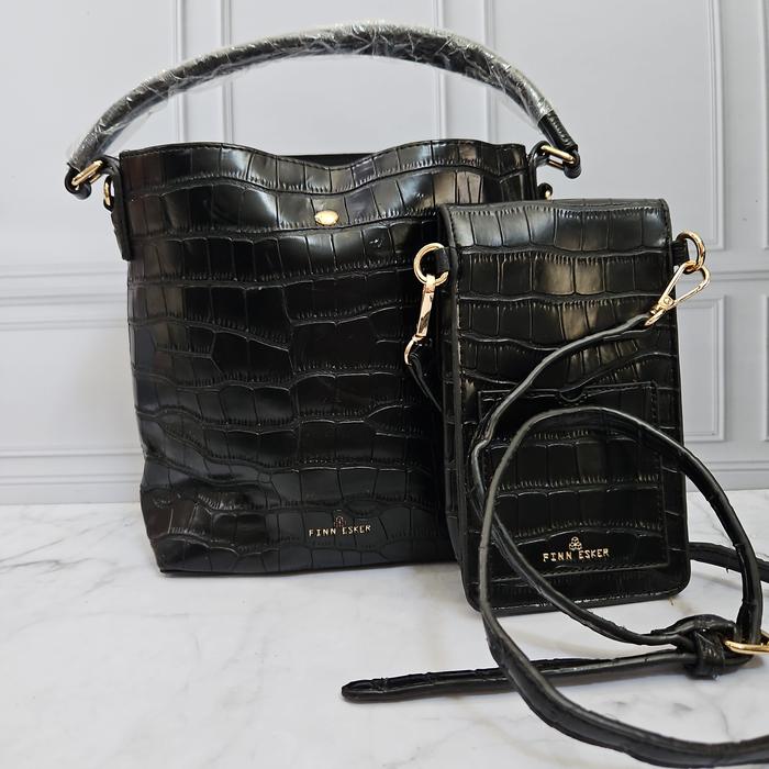 Finn Esker Bucket Bag Croco and Sling Handphone Bundling Auth