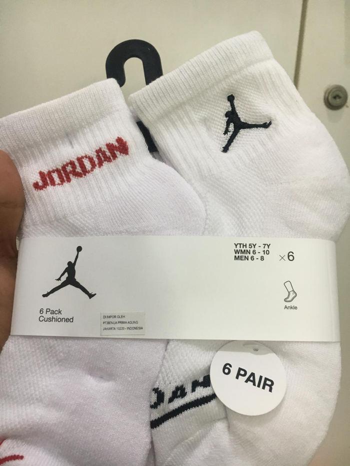 NIKE AIR JORDAN Kids Socks Kaos Kaki Anak 6 Pairs Size 37.5-40  100% ORI