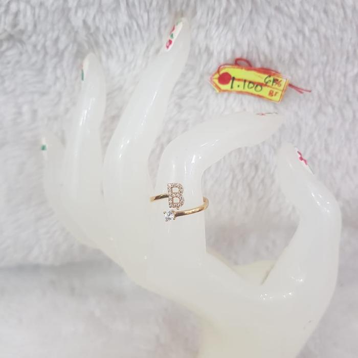 CC272DLM Cincin model inisial huruf B permata emas kuning asli 1.100gr 30% 6k