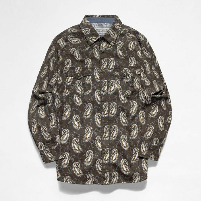 Kemeja Cody James Men’s Print Long Sleeve Snap Western Shirt Flea Paisley
