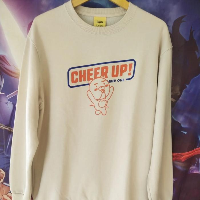 Kakao Friends x Topten Light Cream Crewneck Jaket Sweater Original Second Japan Korea Brand Vintage 