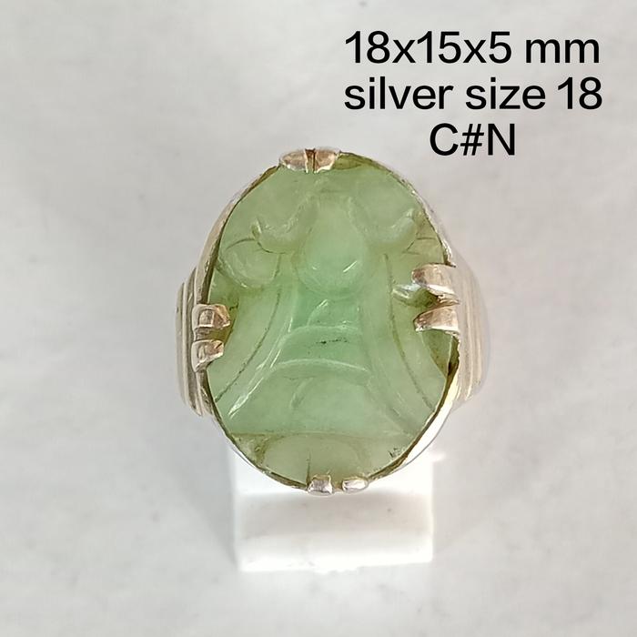 cincin perak pria, batu natural giok burma. jadeite jade type A-B