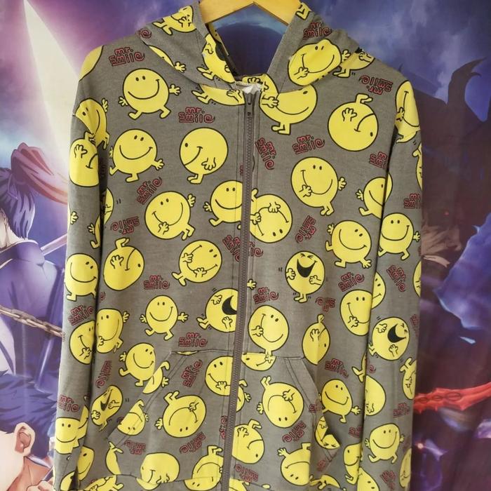 Chupa Chups All Over Print Yellow Mr.Smile Zipper Hoodie Jaket Jacket Original Second Japan Korea Br