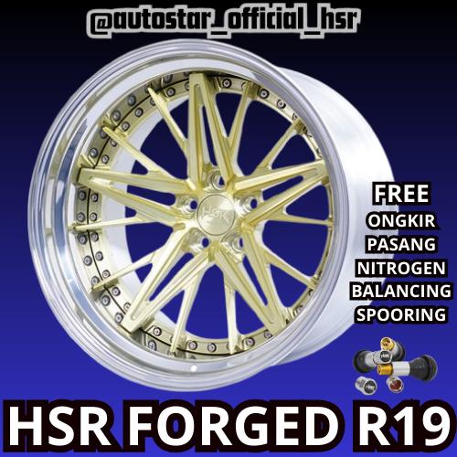 VELG HSR FORGED RFG GT MRN  2PIECE HSR R19 LEBAR 95/11 PCD 5X112 ET-18/-30 DISK BRUSH GOLD PAS BUAT 