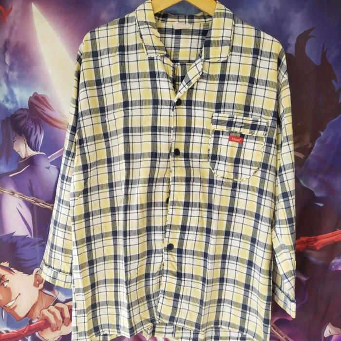 Hanes Yellow Plaid Flanel Shirt Kemeja Flannel Original Second Japan Korea Brand Vintage Retro Y2K U