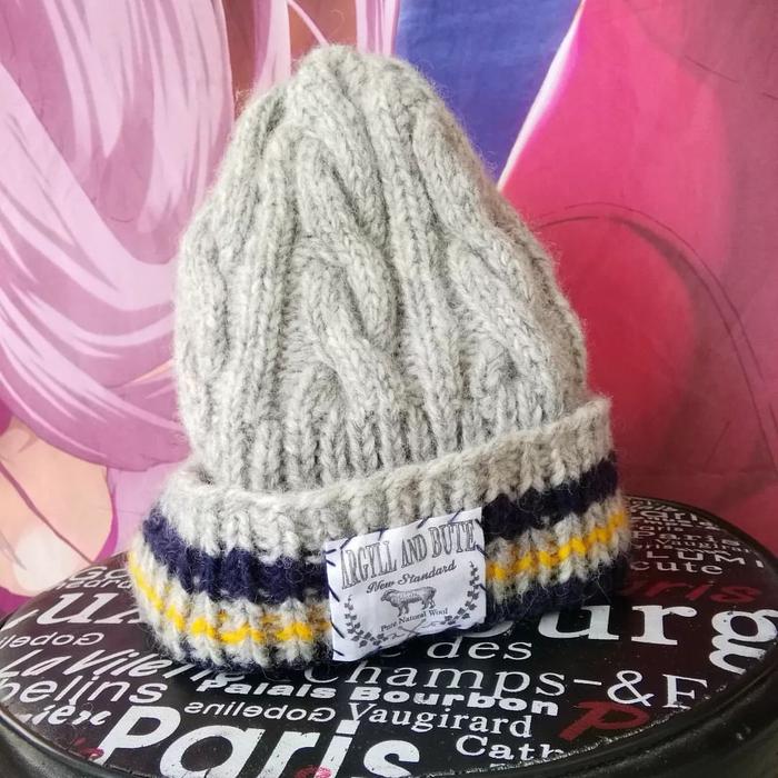 Argyll and Bute Grey Natural Wool Beanie Topi Original Second Japan Korea Brand Vintage Retro Y2K US