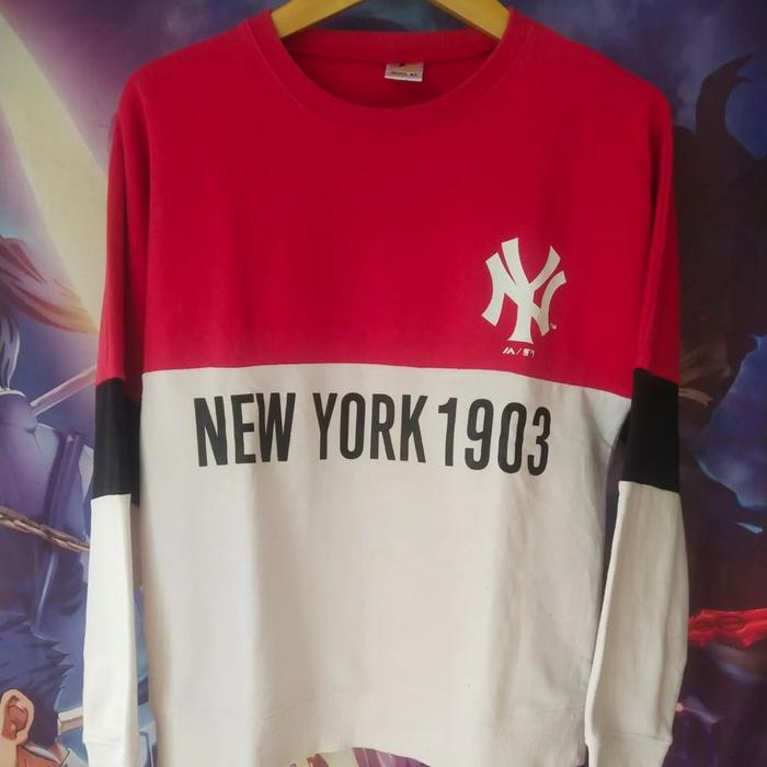 MLB New York Yankees Two Tone White Red Youth Crewneck Sweater Original Second Japan Korea Brand Vin