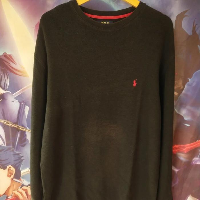 Vintage Polo Ralph Lauren Black Crewneck Hitam Original Second Japan Korea Brand Vintage Retro Y2K U