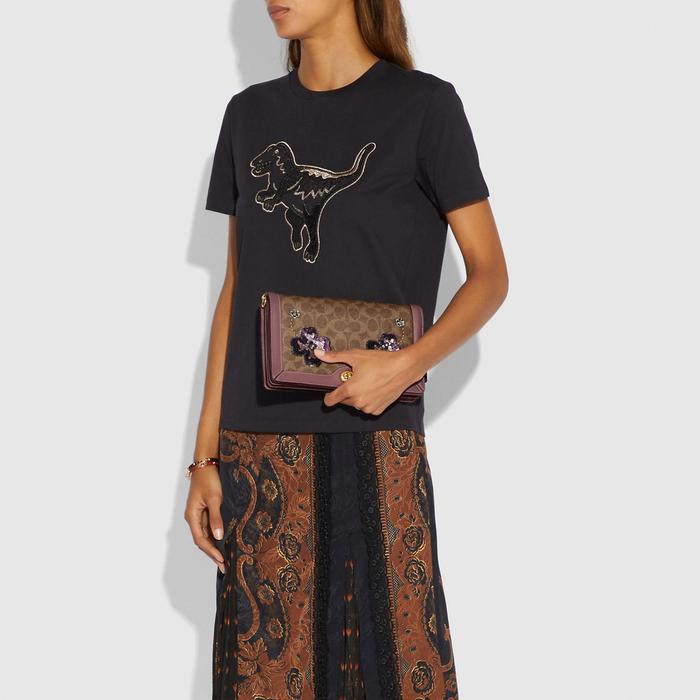 Tas Selempang C Riley Crossbody In Signature Canvas With Leather Sequin Original