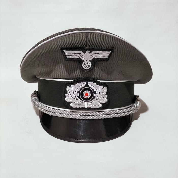 Topi Pet Visor Wehrmacht Heer Jerman WW2 versi Patch Bordir Ekonomis