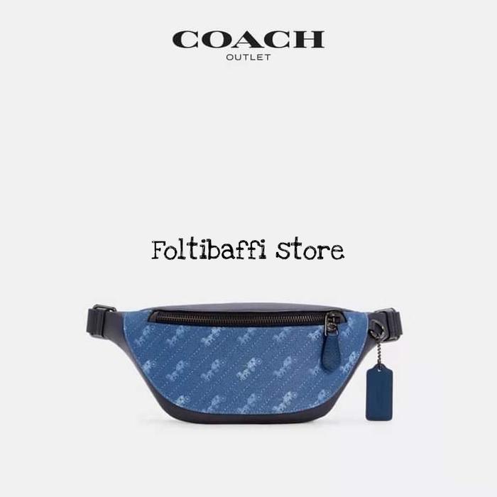 TAS CH C4138 WAIST BAG HORSE MOTIF PRINT BLUE IN SIGNATURE CANVAS