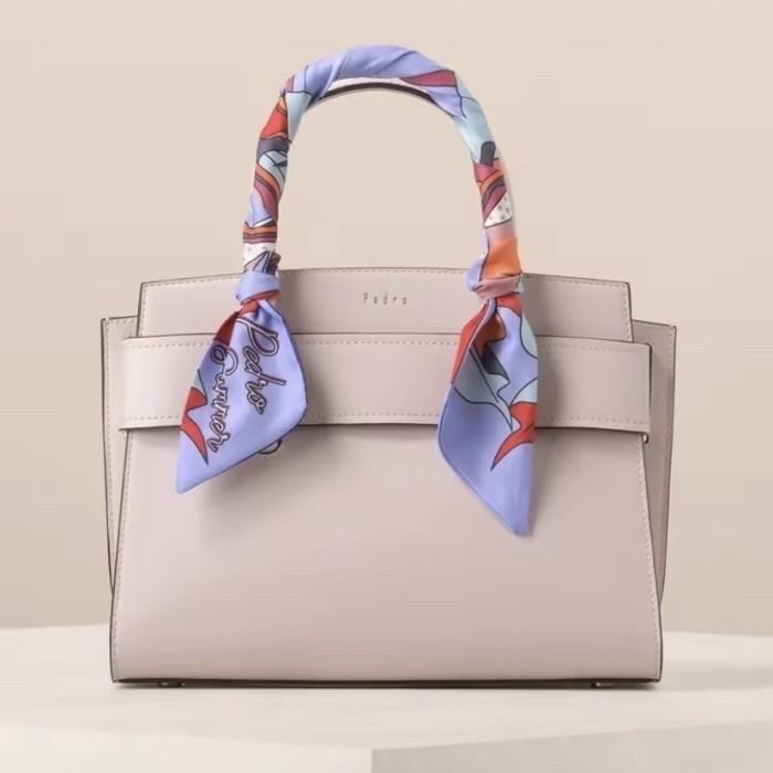 Tas Pedro Wanita Scarf Handle Tote Bag Locky Satchel Pink preloved