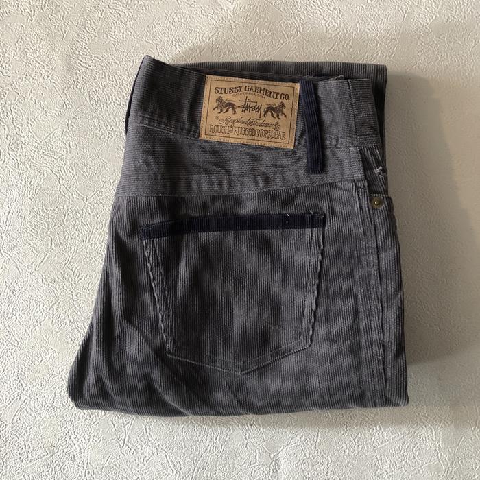 Vintage 00’s STUSSY Dark Grey Courduroy Trouser Pants