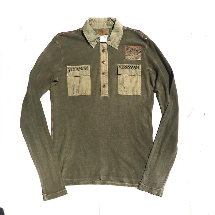 Vintage Parasuco Parabuco japan Denim Legend Green Organic long sleeve canvas polo knitwear  Made in