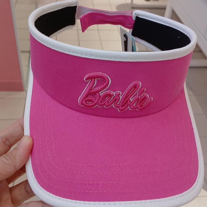 Topi Barbie Pink garis putih Miniso