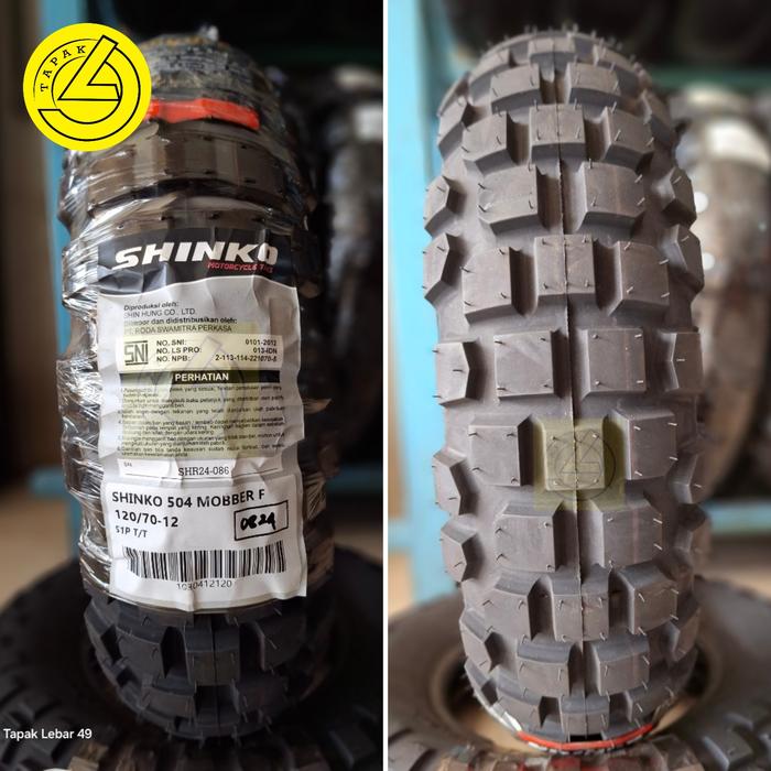 Ban SHINKO F504 Mobber 120.70.12 Rim 12 Front Tubeless Ban Dual Purpose untuk Harian Touring Adventu
