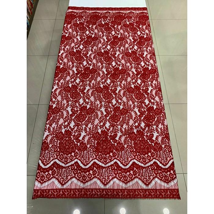Bakal Kain Bahan Kebaya Brokat Semi Prancis Panel 2,5m (Merah Darah)