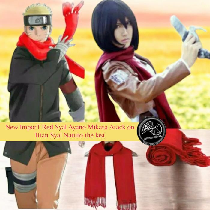 Grab Gosend Red Syal Ayano Mikasa Atack on Titan Syal Naruto the last