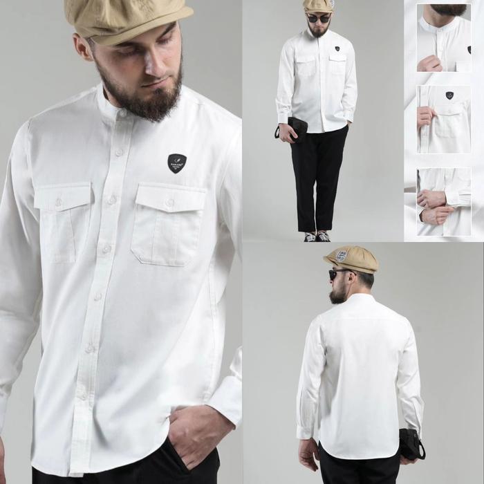 SAMASE DOUBLE POCKET KEMKO WHITE TERBAIK KEMEJA PRIA BAJU MUSLIM W-001 Dewasa Panjang Koko Kurta Put