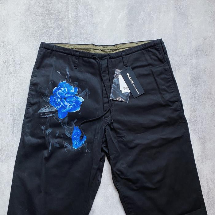 Wildside By Yohji Yamamoto Cotton Chino “BLUE ROSE” Pants ( Black ) ( WJ-P35-001-1-01 ) ( Made In Ja
