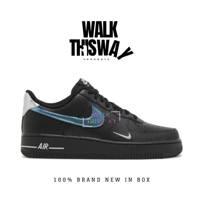 sepatu pria sneakers nike air force 1'07 / sepatu nike / sneakers air force low / black blue lightni