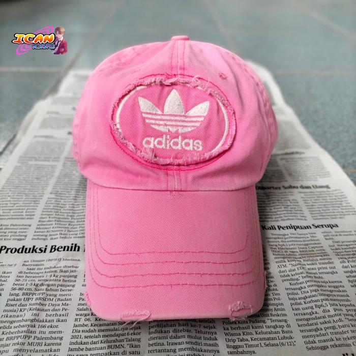 Topi Adidas Trefoil Vintage Pink Original Tag 90s Classic Retro Adidas Bunga Rare